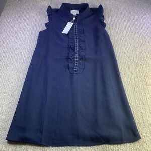Lilly Pulitzer Adalee Shift‎ Dress Blue Rhinestone Ruffle Sleeveless Size 12 NWT